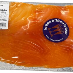100g environ de Truite fumée tranchée et mise en plaquettes